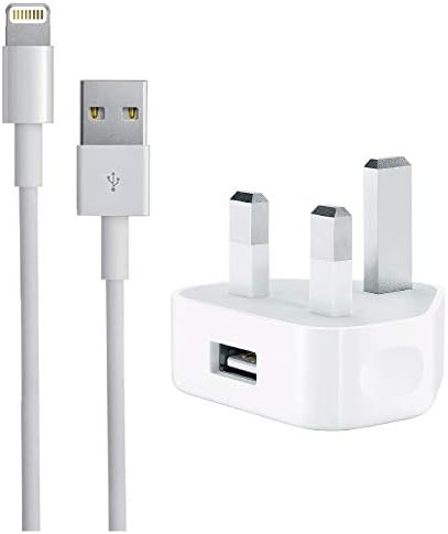 ultrapower100® CHARGER for iPhone 1A 5W + Lightn. cable MD818 for iPhone 5 5C 5S 6 SE 6S 7 8 X XS XR XS Max KIT 2 in 1 USB MD812 power supply main plug + cable (Apple MFI Certified)