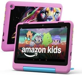 Amazon Fire HD 8 Kids Pro tablet (newest model), ages 6-12. Bright 8" HD screen, includes ad-free content, parental controls, 13-hr battery, slim case for older kids, 32GB, Jungle Cat