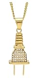 Xusamss Hip Hop Rapper Plug Pendant Ice Out Crystal Necklace,24inches Link Chain