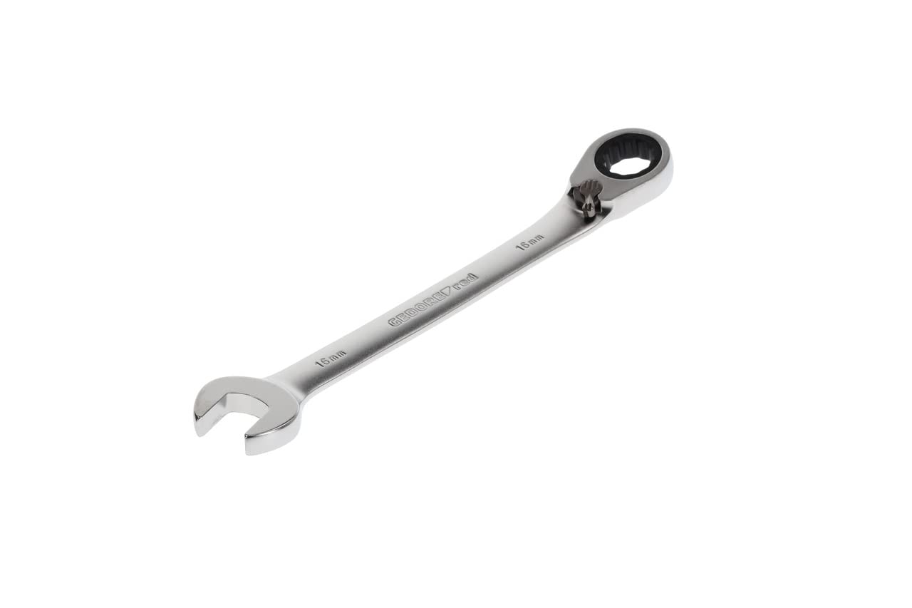 GEDORE red Combination ratchet spanner, Reversible, AF 16 mm, Angled, Flat, Bi-hex, Spanner, R07200160