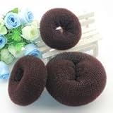 Hot Hair Donut Bun Ring Styler Maker Brown 1 Set 3 Pieces( 1 Small 1 Medium 1 Large)