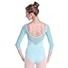Sprotingbodybuilding Dance Ballet Leotards for Women Girls 3/4 Long Sleeve V-Neck Leotard