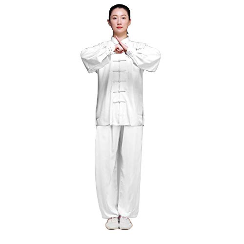 KIKIGOAL Unisex Chinese Traditional Martial Arts Tai Chi Uniform Kung Fu Clothing Wushu Suit For Men and Women (XXXXL, white)