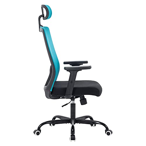 Sidanli Blue Mesh Office Chair, High Back Desk Chair with Lumbar