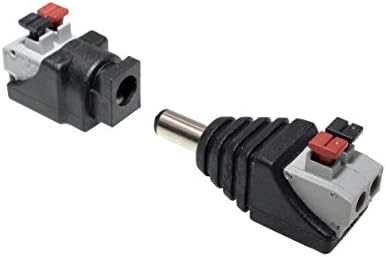 10 Pairs Press to Seize Wire DC Jack 5.5/2.1mm Barrel Connector Power Adapter ( Female + Male ), For LED Light Strip, CCTV, Camera