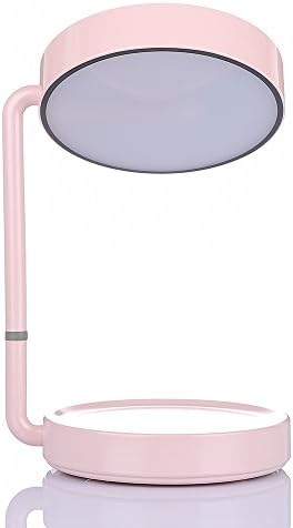 Tubaby Led Lighted Vanity Mirror Natural Bright Light Makeup Mirror with Rechargeable Battery Operated Lights Around Mirror,Bedside Table Lamps with USB Port(Touch Control,3-level Brightness,Pink)