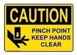 Caution Pinch Point Keep Hands Clear OSHA safety sticker, 5" X 3.5"