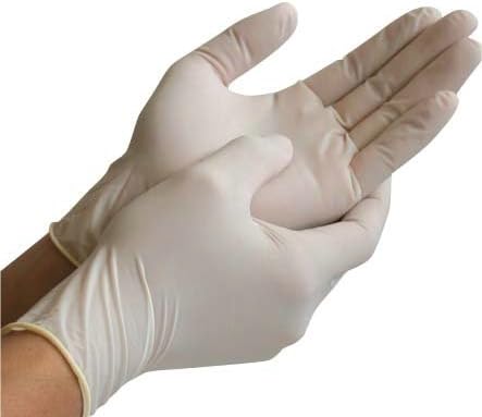 Sri Vishnu Medical Examination Disposable Powderd Latex gloves (White, Medium) - 100 Pieces
