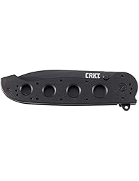 CRKT EDC Cuchillo de bolsillo plegable: diario de transporte, hoja de borde serrado negro, serie Veff, seguridad del forro automatizado, mango G10, clip de bolsillo reversible