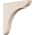 Ekena Millwork BKTW01X10X10OLRW-CASE-4 1 3/4 inch W x 10 inch D x 10 inch H Large Olympic Wood Bracket, Rubberwood (4-Pack),