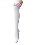 Zando Women Thin Stripes Tube Thigh High Tights Over Knee Socks