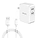 iRAG Charger for LG G4/G3/G2/V10/K30/K10/K20/K8/Nexus 5/Stylus/Stylo 3/Q6/X Power/X Charge/Tribute HD/Tribute Dynasty/Fortune/Harmony/Aristo 2-24W 4.8A Dual USB Home Wall Charge + 6FT Micro USB Cable