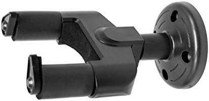 Guitar Hanger Holder Wall Mount Bracket Stand Home and Studio Keeper Display Fits All Size Guitar, Acoustic, Bass, Mandolin, Banjo Easy Installation Compact Plastic Silicone Black