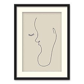 Black Framed Canvas Wall Art Line Drawing of Woman Home Artwork Decoration for Living Room, Bedroom - 23x31 inches