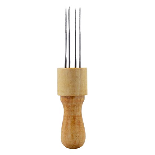 Quwei Felting Needle with Eight Needles Tool Craft Wool Felt Stitch Punch Tool with Solid Wood Handle Felting Eight Needles Tool
