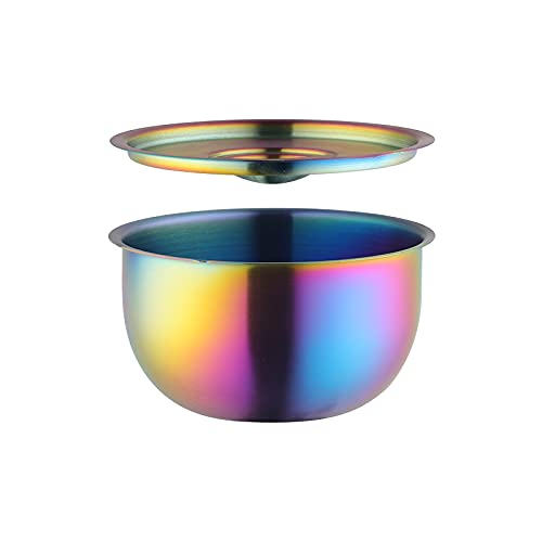 Buyer Star Generic 18/8 Stainless Steel Condiment Jar Stewing Bowl, Rice Bowl, Metal Mixing Bowl with Lid, Steamed Egg Bowl for Serving Soup, Fruit, Sauces, Rice, Ice Cream - Rainbow