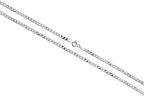 AKA Gioielli2.8 mm Curb Chain 925 Sterling Silver Rhodium Women Men Necklace - 16" 18" 20" 22" 24" 28" inch
