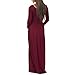 Mother Bee Maternity Long Sleeve Ruched Waist Dress with Pockets Burgundy