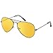 JETPAL Premium Classic Aviator Night Driving Contrast Improving Shooting Hunting Amber UV400 Lens (Non Polarized Yellow Lens Grey Frame)