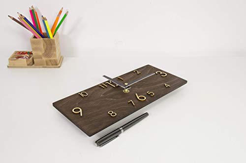 Wooden Wall Clock - Handmade Dark Brown Wall Clock - Rectangular Wall Clock - Modern Wall Clock - Scandinavian Clock - Wall Decor - Thumbnail 7