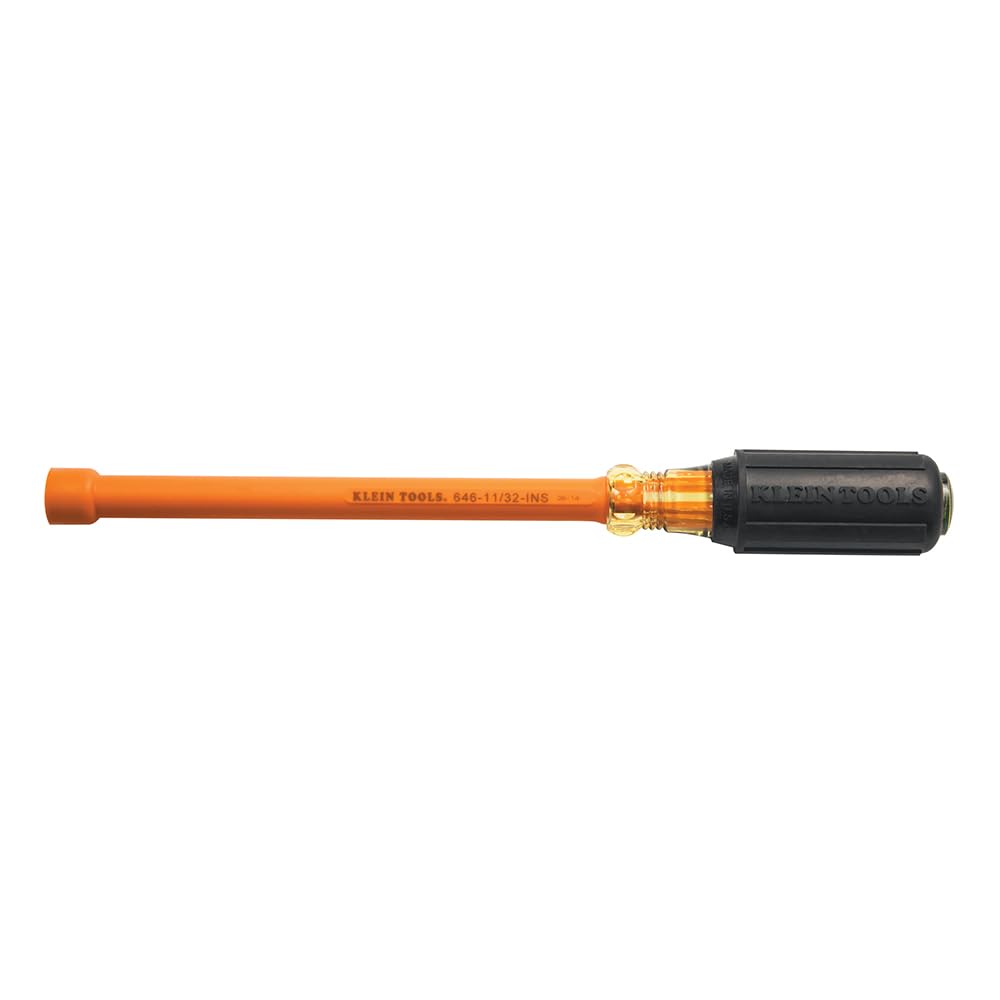 Klein Tools 646-11/32-INS 11/32-Inch Insulated Driver, Made in USA, 6-Inch Hollow Shaft and Cushion Grip Handle