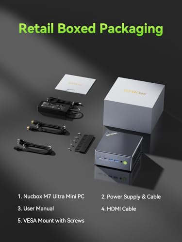 GMKtec Mini Gaming PC, M7 Ultra Ryzen 7 Pro 6850U, 32GB DDR5 RAM + 1TB PCIe SSD, Oculink, Dual LAN 2.5G, Desktop Computer with Dual USB4, HDMI 2.1, USB-C