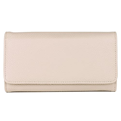 Julia Buxton Women's Vegan Leather Bianca Clutch Wallet, White Pepper
