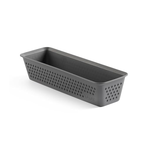 TATAY Plastic Storage Basket Slim Bohol | Drawer Organiser | Minimalist Functional Design | Home & Office Organisation | Recycled BPA-Free Plastic | 8.5x26x5.5 cm, Grey