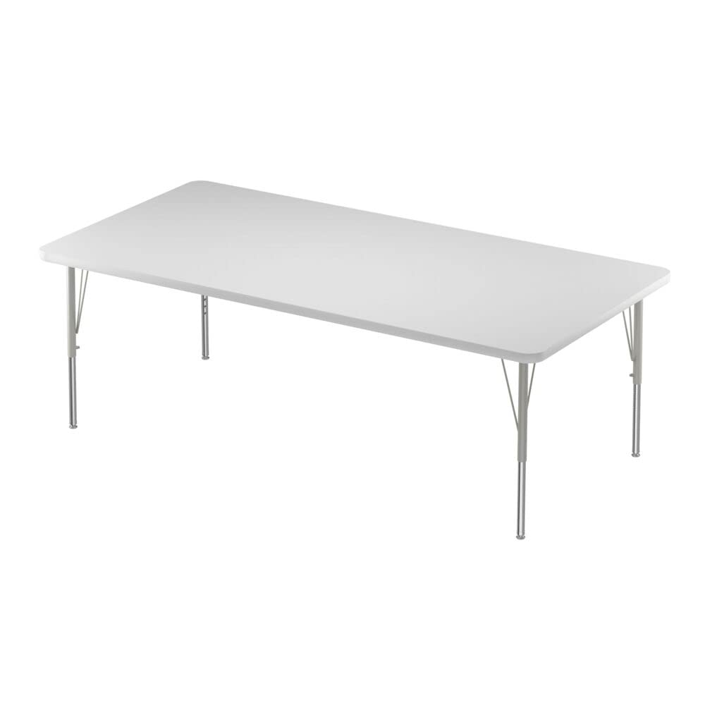 Photo 1 of *JUST LEGS Correll 36"x60" Rectangular Classroom Activity Table, Height Adjustable (19"-29") Markerboard/Dry Erase Durable High Pressure Top, Gray Edge, Silver/Chrome Legs, School Furniture, Made in USA
