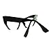 Black High Fashion Runway Croped Exposed Lens Cat Eye Glasses