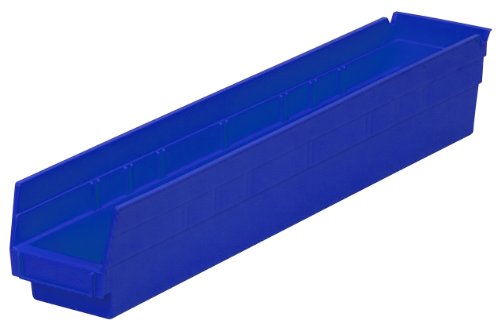 Akro-Mils 30124  24-Inch by 4-Inch by 4-Inch Plastic Nesting Shelf Bin Box, Blue, Case of 12