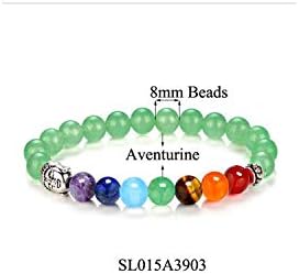 Awertaweyt Gemstone Beaded Bracelet, 8 Colors New 7 Chakra Healing Balance Buddha Beads Bracelets Bangles Charm Natural Stone Bracelet Yoga Jewelry Men Women Gift