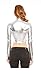 Red Hanger Women's Crop Top - Metallic Wet Look Mock Neck Turtleneck - Long Sleeve (Silver-L)