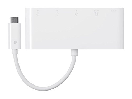 Monoprice Select Series USB-C to 3x USB-A 3.0, Gigabit Ethernet & USB-C (F) Adapter