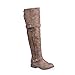 Twisted Women's Layla Wide Width/Wide Calf Over the Knee Faux Leather Riding Boot with Buckle Straps - TAUPE, Size 10