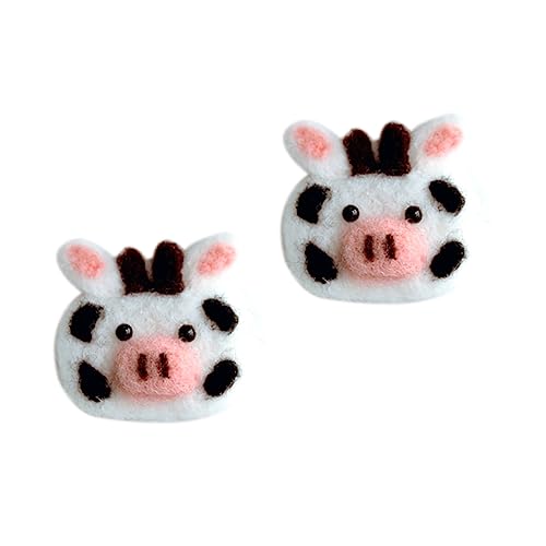 BESPORTBLE 2pcs Felt Cow Hair Clip Appliques DIY Decorative Accessories for Women Unique Handmade Craft Embellishments for Brooch Headbands Jewelry