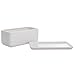 MyGift 10 Inch Modern Unglazed White Ceramic Indoor Plant Pot with Drainage Hole, Rectangular Succulent Planter Window Box with Removable Saucer, 2 Pack