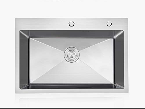 JYHW Küche 304 Edelstahl-Drahtziehen Eindickung Einzelnes Waschbecken Sink Sink 58 × 43cm – Bild 6