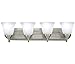 Four Globe Bathroom Vanity Light Bar Bath Fixture, Brushed Nickel with Alabaster Glass