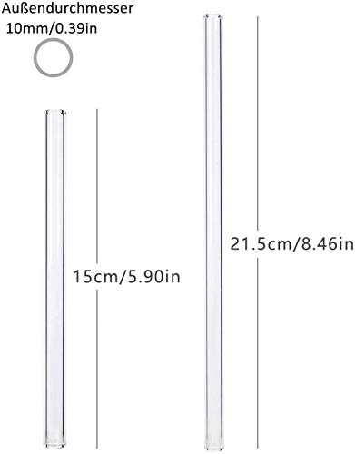 Glas Strohhalme Wiederverwendbare Kurz & Lang,Glasstrohalme Strohhalme Glas Transparent Glas Strohhalm Set Breite… – Bild 3