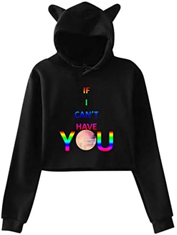 Mendes Hoodie Cat Ear Hoodie Casual Long Sleeve Sweater with HD Image Print Black