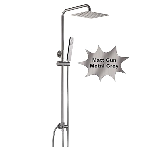 Görbach Regendusche Duschsystem ohne Armatur, Eckig 20x20 cm Gunmetal Grau