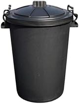 Srendi Black Plastic Bin 85L Heavy Duty Lockable Lid Outdoor Rubbish