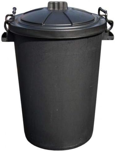 Srendi 85L Plastic Bin with Locking Lid Outdoor Storage Food Grade Black