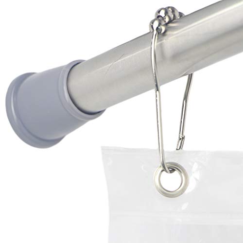 TENOVEL 3-Piece Bathroom Shower Sets: 42”-72” Stainless Steel Tension Shower Rod, 72”x72” Frost EVA 5G Shower Curtain Liner Mildew Resistant, Stainless Steel Shower Curtain Hooks/Rings-Brushed Nickel. - Thumbnail 3