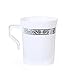PARTY BARGAINS 8 oz Royalty White Silver Rimmed Plastic Coffee Cups with Handles - [32 Pack] Disposable Plastic White Tea Cups, for Weddings, Bridal Showers, Engagement Parties, Camping
