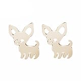 Cute chihuahua stud earrings, silver