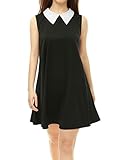 Allegra K Women Peter Pan Collar Sleeveless Swing Dress