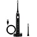Sonic Electric Toothbrush, Adult Electric Toothbrush with Holder and 2 Replacement Heads, Wireless Inductive Charging, Smart Timer, 5 Modes, IPX7 Waterproof, Black