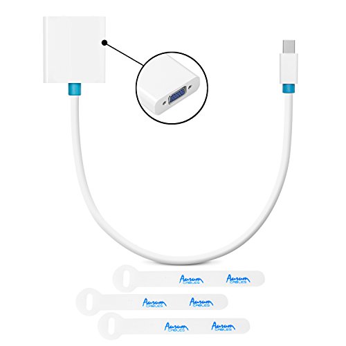 Aurum Cables Mini DisplayPort to VGA Female Cable with 3 Piece Cable Ties - 1 Feet